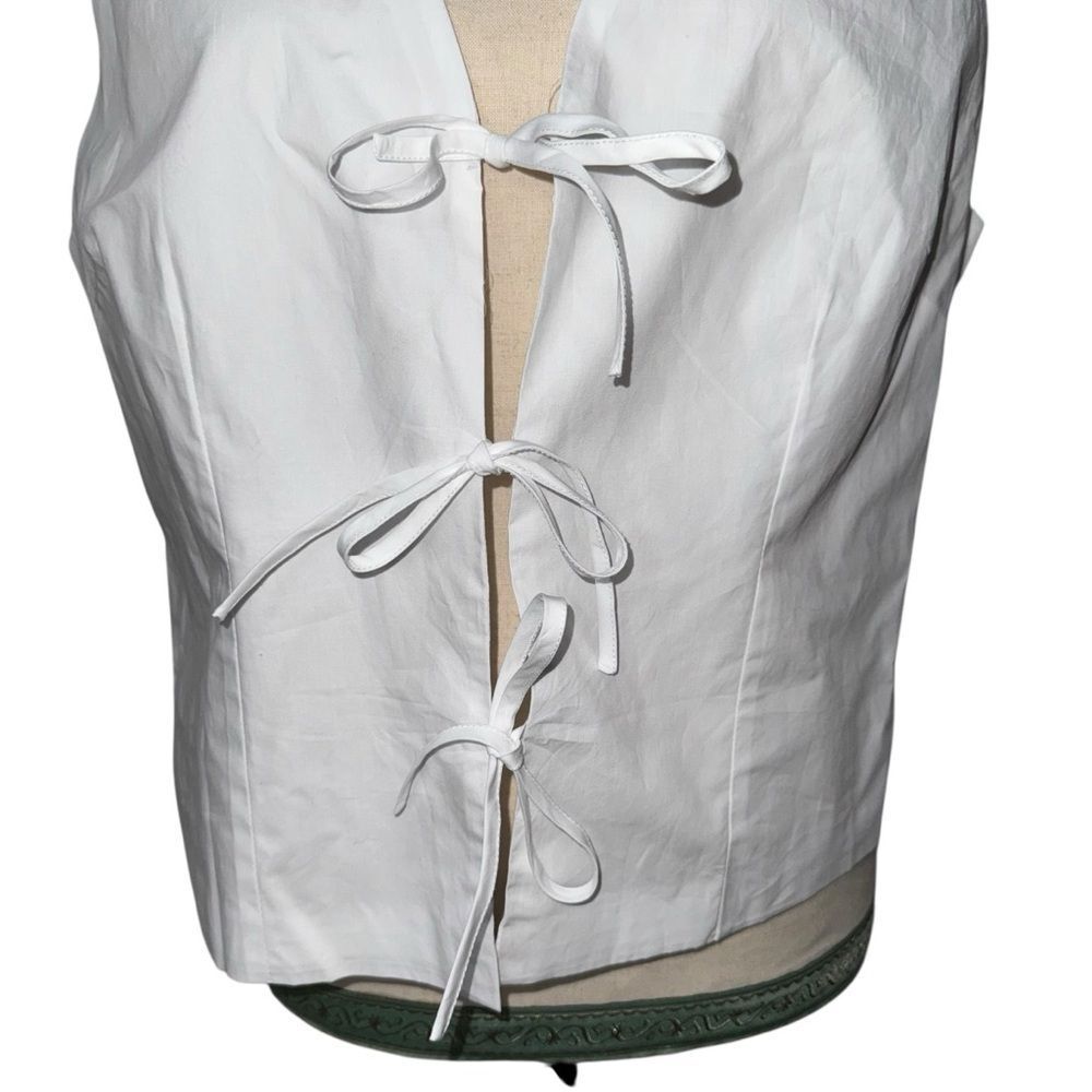 NWT Steve Madden Solid White Tie-Front Sleeveless Camisole V Neck Cotton size L - Picture 6 of 11